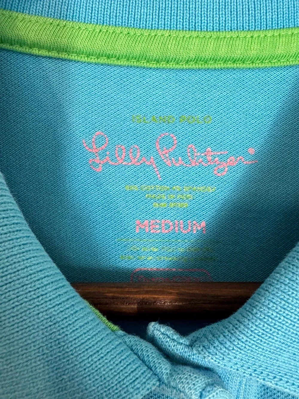 Lilly Pulitzer Blue Resort Fit Pique Polo Shirt Top Women's Medium Cotton 33721 - Picture 4 of 7
